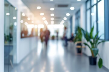 Wall Mural - office on blurred white background with subtle blurred people.