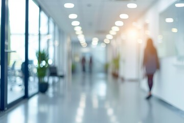 Wall Mural - office on blurred white background with subtle blurred people.