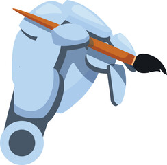 Poster - Robotic hand is carefully holding a paintbrush, symbolizing the fusion of technology and artistic expression