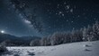 © JohnDesignHub - Star-filled snowy night with trees under a cosmos sky