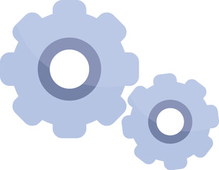 Poster - Two blue cogwheels rotating, symbolizing teamwork and cooperation in achieving a common goal