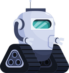 Poster - White and blue robot with tracks is exploring an unknown environment
