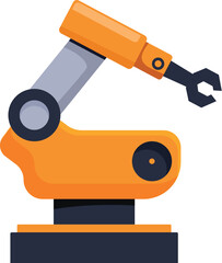 Poster - Industrial robotic arm lifting and moving objects, showcasing automation in a modern factory setting