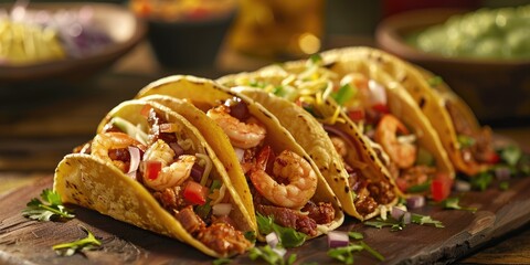 Sticker - Mexican hard shell taco with chicken beef and shrimp