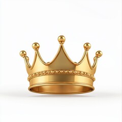 Glowing Gold Crown Icon - Symbol of Royalty in 3D Render Isolated on White Background