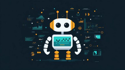 Poster - Robo advisor AI Powered Automated Investment Platform Flat Design Concept of modern financial technology digital wealth market analytics and trading automation