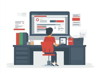 Poster - Virtual bank account management system with modern flat design Depicts online financial services digital banking data analysis and optimization of business workflows and productivity