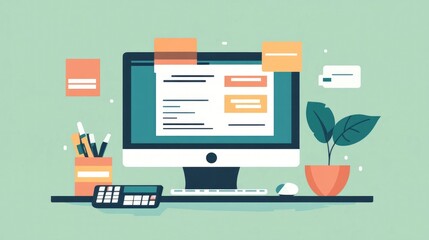 Poster - Automated Billing and Recurring Digital Payments with Clean and Minimal Flat Design Efficient Financial and Accounting Software for Online Business E commerce and Cloud based Services