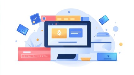 Poster - Automated Billing and Recurring Payments Modern Flat Design for Digital Transactions Online Payments and Financial Business