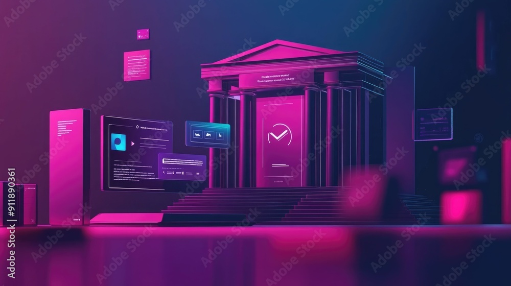 Neobank Digital First Banking Flat Design for Fintech Services and ...