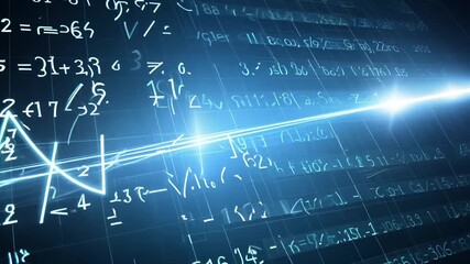 Poster - Mathematical Formulas on Black Grid Background Generative AI