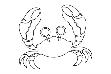 Wall Mural - Crab continuous one single line art drawing of minimalism design outline vector illustration