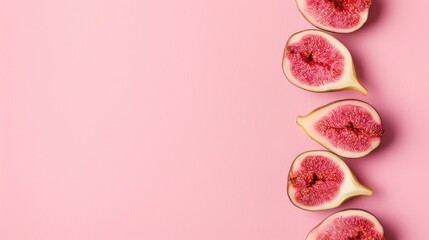 Sticker - Sliced figs on a pink background.