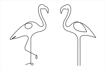 Wall Mural - Flamingo continuous one line drawing of bird, flamingo simple contour drawing for modern minimalism design.