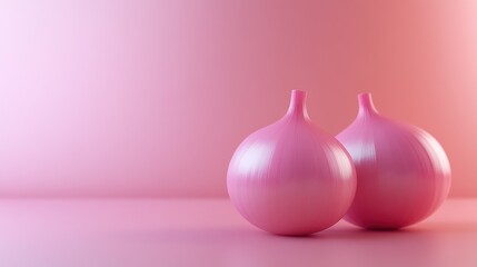 Poster - Two pink onions on a pink background.