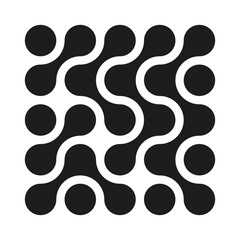 abstract pattern design. geometric vector shapes. black interconnected circles. modern seamless text