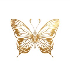 Sticker - Golden butterfly illustration, elegant nature design.