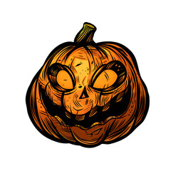 Wall Mural - pumpkin logo comic style transparent background no detail