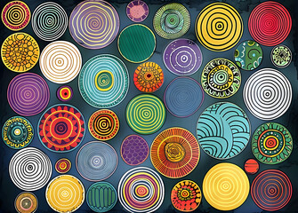 Canvas Print - Whimsical set of hand-drawn doodle circles in various sizes, shapes, and textures, perfect for adding playful visuals to your design, scrapbooking, or digital art projects.