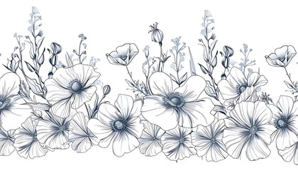  Seamless pattern with flowers. Floral background. Vector illustration.