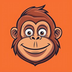 Canvas Print - Cartoon monkey face with big eyes and a smile.