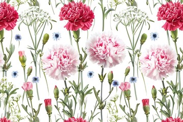 Wall Mural - Seamless floral pattern with wildflowers.