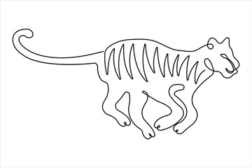 Wall Mural - Tiger continuous one single line drawing of style. tiger wild animal contour outline vector illustration.
