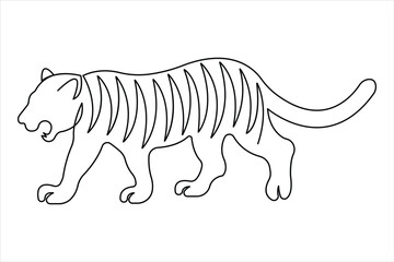 Wall Mural - Tiger continuous one single line drawing of style. tiger wild animal contour outline vector illustration.
