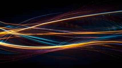 Wall Mural - Abstract motion light trails on the dark background Generative AI