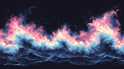 Wall Mural - Fiery Ocean Waves