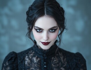 Poster - Mysterious woman with dark hair and dramatic makeup