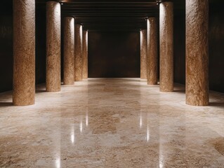 Poster - Elegant marble columns in dark interior