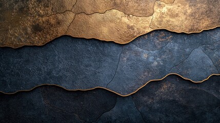 Wall Mural - Cracked stone texture with golden accents