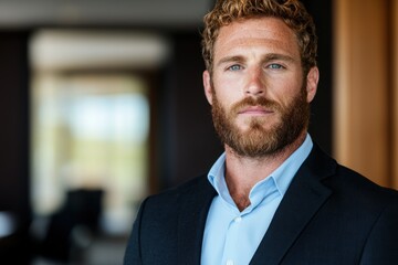 Sticker - Serious businessman with beard and blue shirt