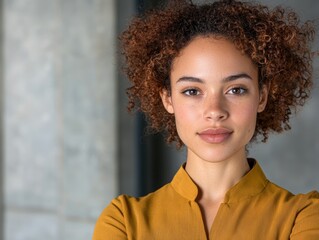 Wall Mural - Confident young woman with curly hair