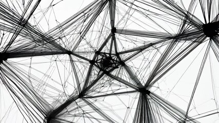 Poster - abstract black and white plexus lines creating geometric structure generative ai