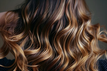 Wall Mural - close-up of loose long hair with soft curls, back view