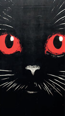 Poster - Eerie black cat illustration