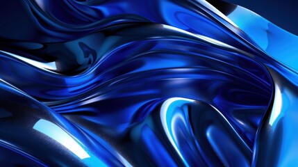 Abstract background with smooth, flowing, silky blue fabric. Digital 3D illustration.