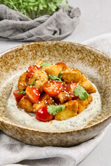 Poster - Crispy Eggplant with Tomatoes in Sweet Chili Sauce and Cheese