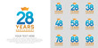 © AMALIYA - anniversary logotype set. blue color and orange crown can be use for celebration event