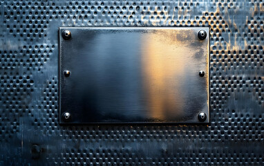 Textured metallic background featuring a blank steel plate, ideal for customization or industrial-themed designs.