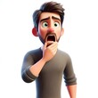 © Ranadhie - 3d charachter Shocked scared amazed cartoon character adult man male guy person portrait, white background. Human people feelings expression concept