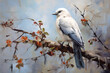 © Osadchyi_I - White bird sitting on a branch. Oil painting in impressionism style.