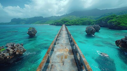 Sticker - Concrete Bridge Leading to Tropical Island