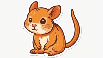 Sticker - Cute cartoon illustration of a brown mouse with big eyes.