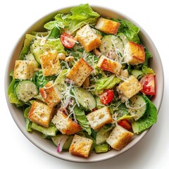 Wall Mural - a bowl of salad with croutons and cheese