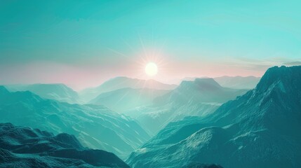 Poster - Sunlit mountain landscape