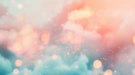 Poster - A calming blend of soft clouds with pastel colors and gentle light creates a serene backdrop