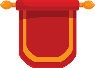 Poster - Red banner is hanging on a golden pole with blank space for your message